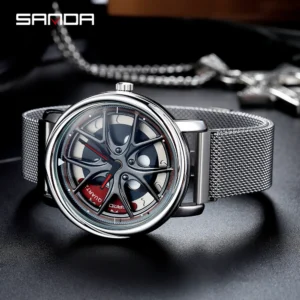 Men Watch Car Wheel Rim Hub Dial Watch