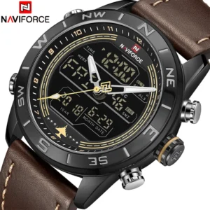 NAVIFORCE Luxury Genuine Leather Waterproof Wristwatch