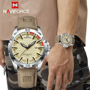 NAVIFORCE Men’s Casual Leather Water Resistant Watch
