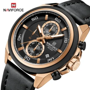 NAVIFORCE Original Brand Luxury Leather Waterproof Watch
